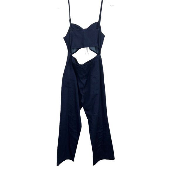3X1 Peek-a-Boo Cutout-Waist Flared Crop Denim Jumpsuit In Colette Size M - Picture 9 of 11